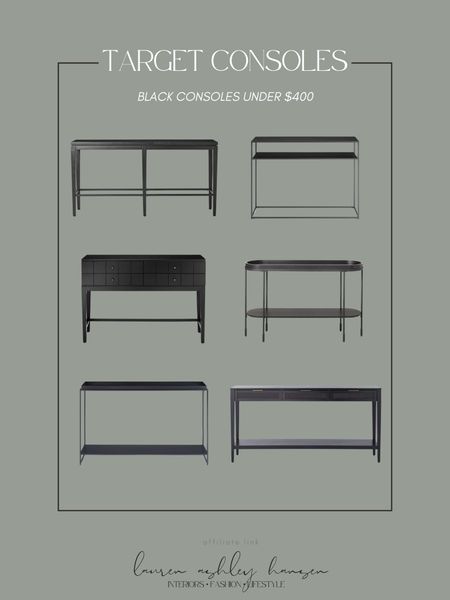 Target black console tables under $400! These are such great options for an entry table or behind the sofa table. We have the top right in our entry, and the top left we have in the designer version in our great room! Beautiful pieces. 

#LTKstyletip #LTKhome