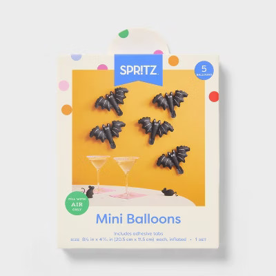 5ct Halloween Mini Foil Balloon Bats Black - Spritz™ | Target