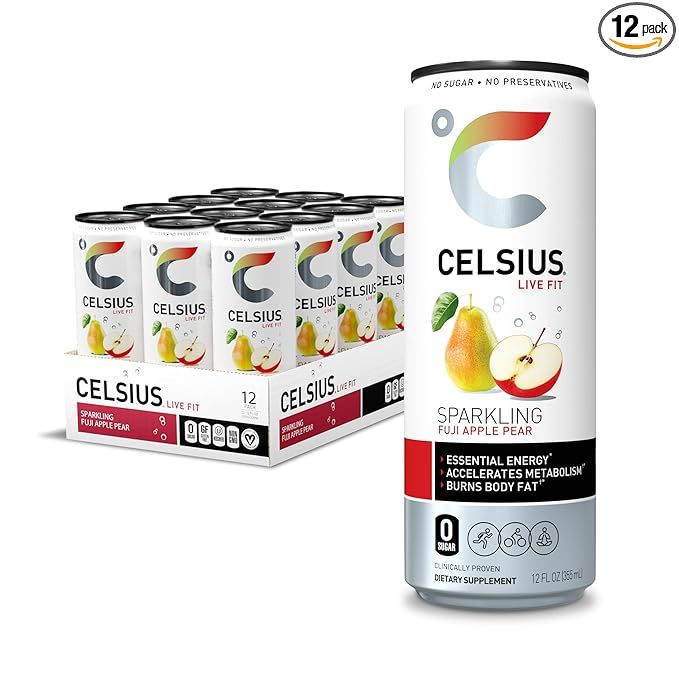 CELSIUS Sparkling Fuji Apple Pear, Functional Essential Energy Drink 12 Fl Oz (Pack of 12) | Amazon (US)