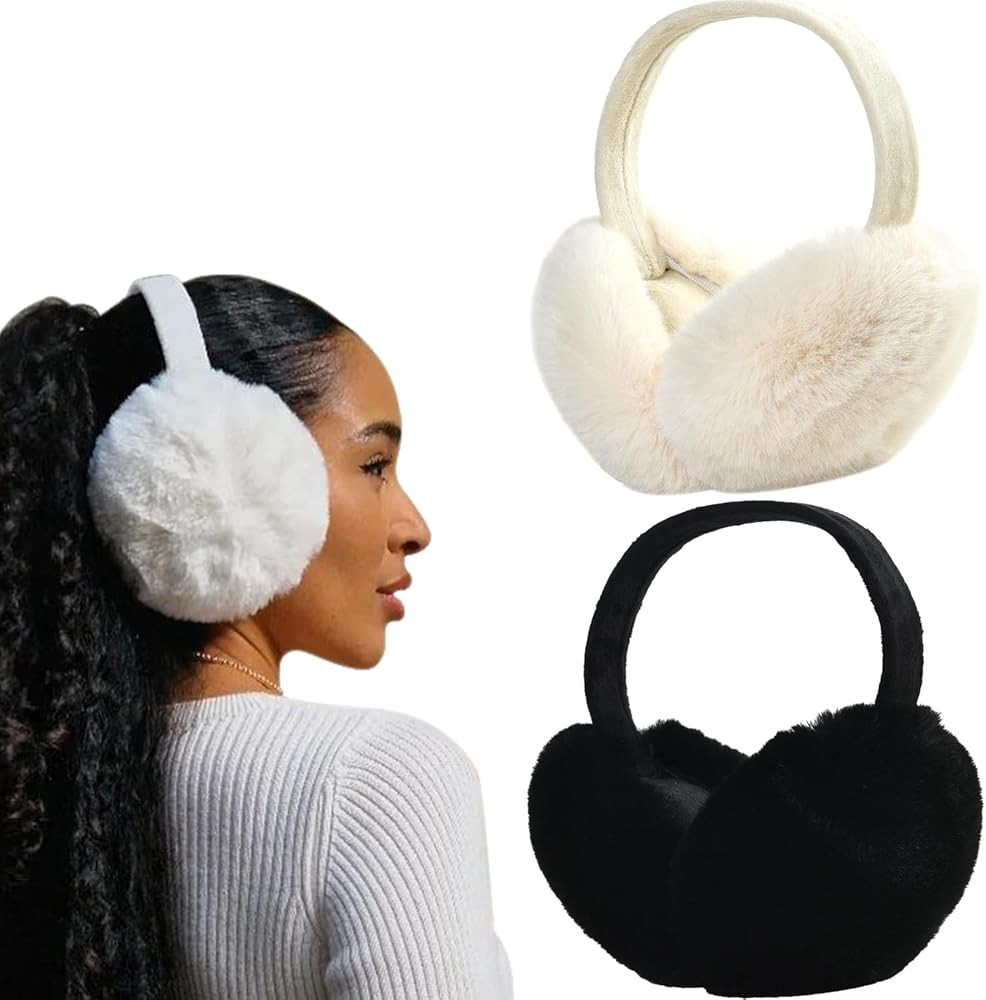 Dwenarry Women Winter Ear Muffs Warm faux fur Earmuffs Foldable Ear Warmer Ladies Ear Covers 2Pac... | Amazon (CA)