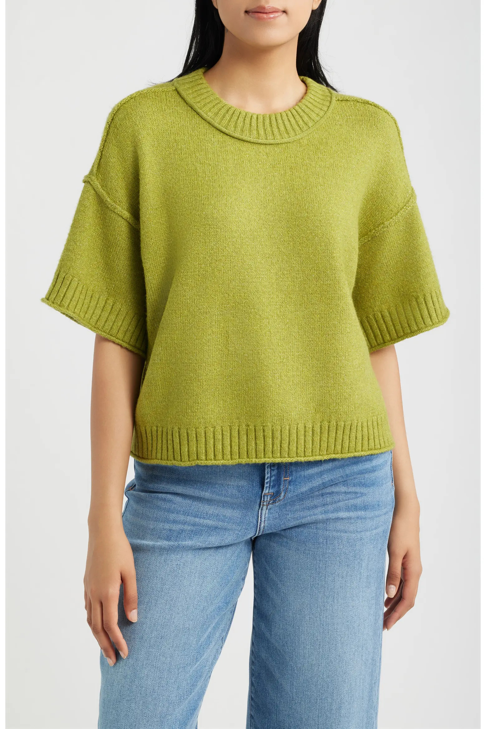 CITY BLUES Broome Crop Short Sleeve Sweater (Women) | Nordstrom | Nordstrom