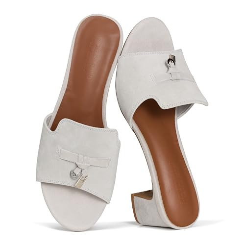 Project Cloud 100% Genuine Leather Sandals Women Footwear - Memory Foam Insole & Non-Slip Women Sandals Dressy - Lightweight Womens Heels Sandals - Slides for Women 2026(Monaco,LONDFOGSDE,6M) | Amazon (US)
