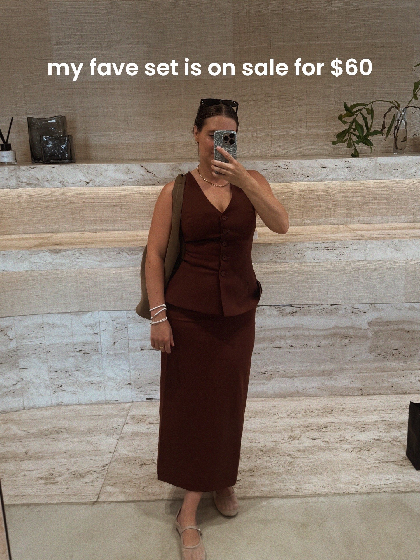 I adore this chocolate brown skirt and vest set, the fit is amazing. I am wearing a size 10 in the vest and skirt. On sale now for $30 each. Linked below. 

#LTKsale #LTKspring #LTKaustralia