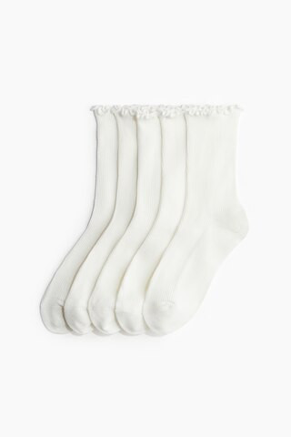 H & M - 5-pack Rib-knit Socks - White | H&M (US + CA)