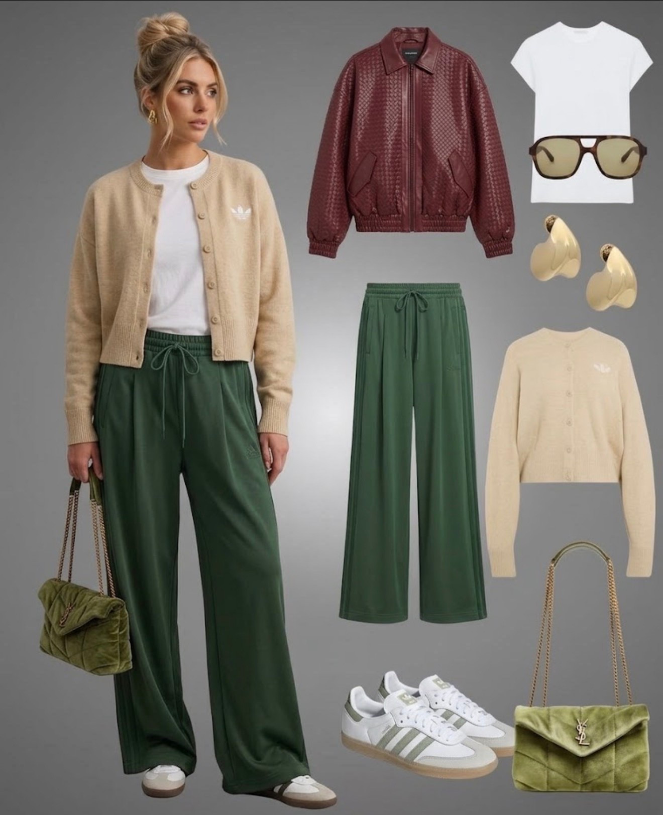 Aesthetic Adidas Outfit: Green Wide-Leg Pants & Knit Cardigan

#LTKNYFW #LTKootd #LTKActive
