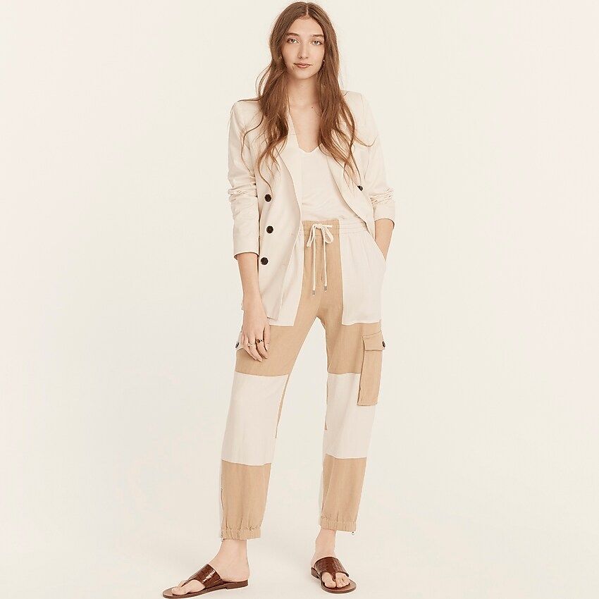 Tie-waist linen-blend cargo pant | J.Crew US