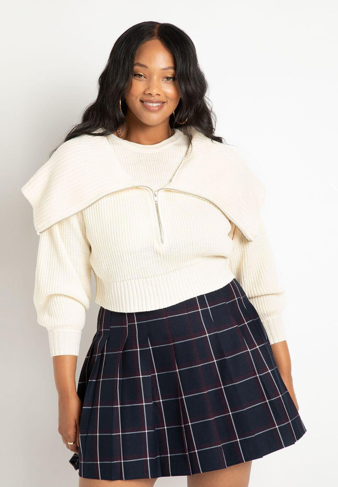 Overlay Zip Up Sweater | Eloquii