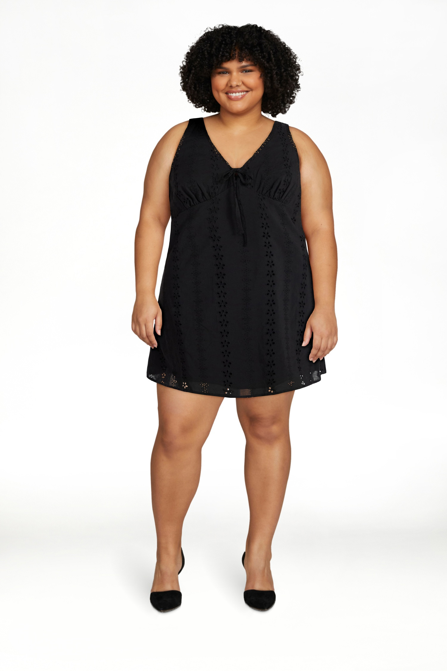 No Boundaries Cotton Lace Trim Plunge Mini Dress, Women's XXS-XXL | Walmart (US)