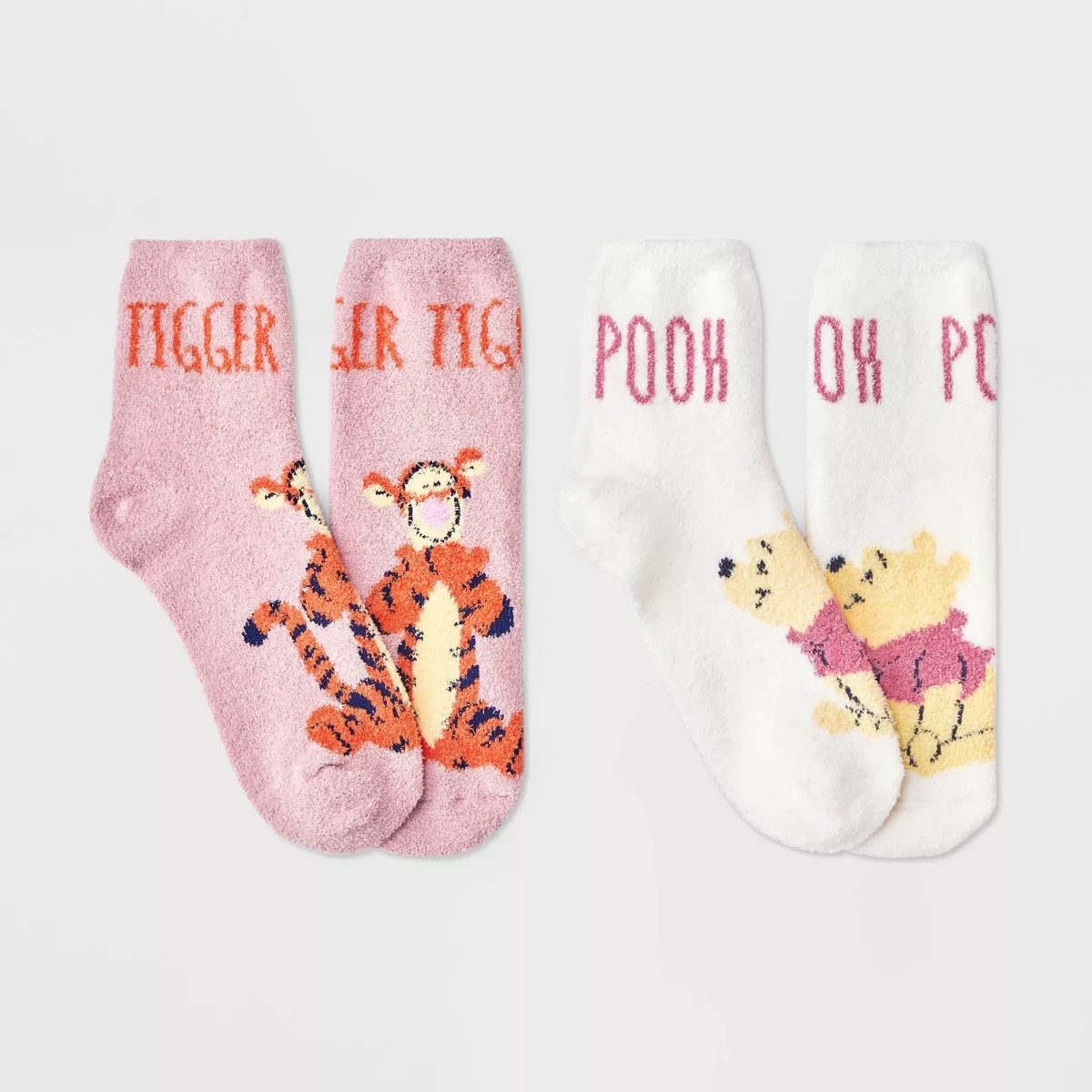 Women's Disney Winnie The Pooh 2pk Cozy Ankle Socks - Ivory/Pink 4-10 | Target