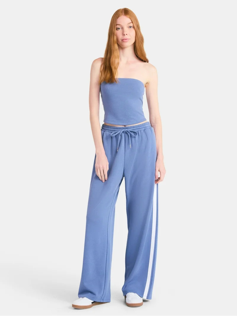 No Boundaries French Terry Tube Top and Pants Set, 2-Piece, Women's - Walmart.com | Walmart (US)