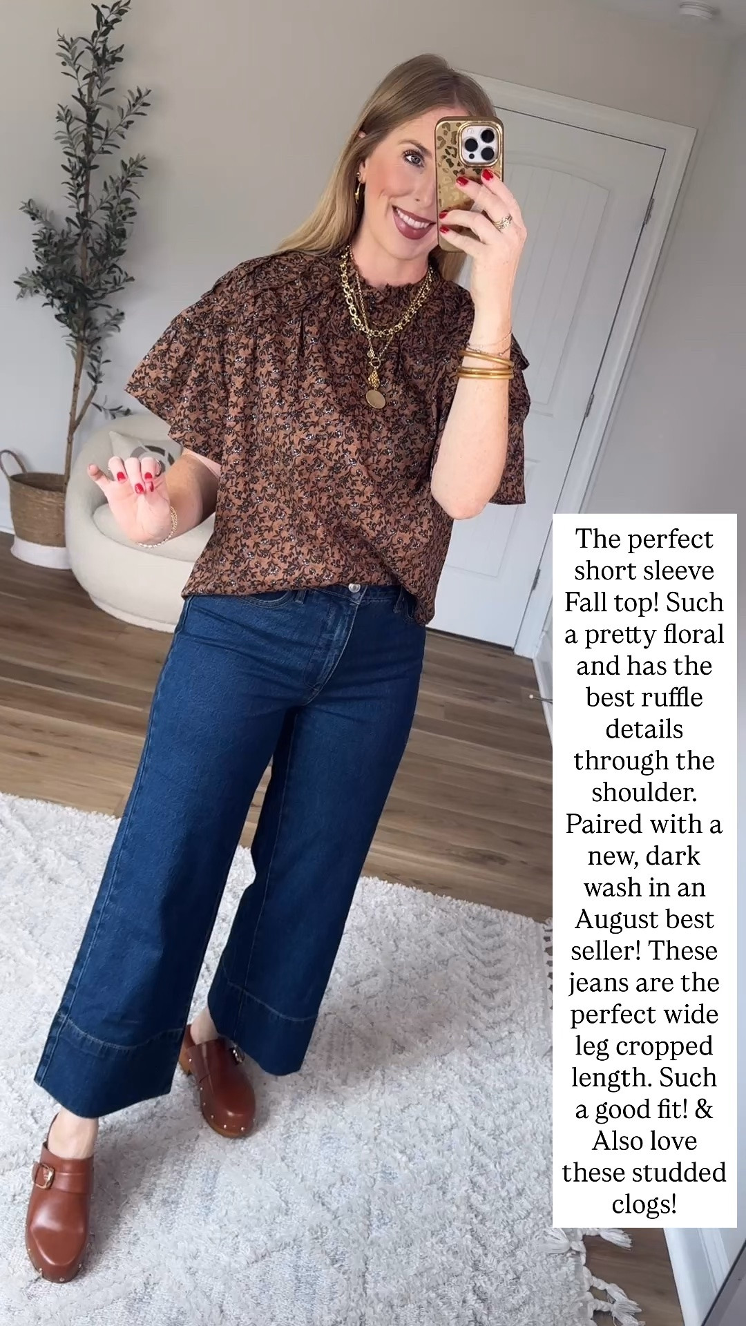 Walmart fall floral blouse and cropped wide leg jeans

#LTKgrwm