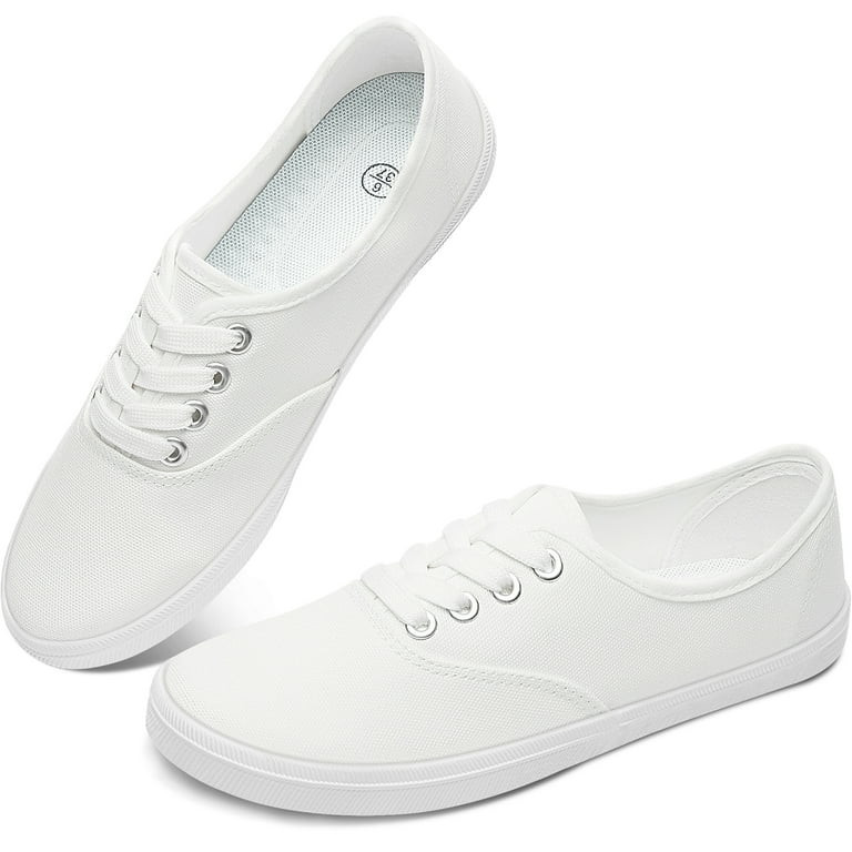 Obtaom Women’s Canvas Sneakers Fashion Lace Up Canvas Shoes,Low Top Casual Flat,Lightweight Ten... | Walmart (US)