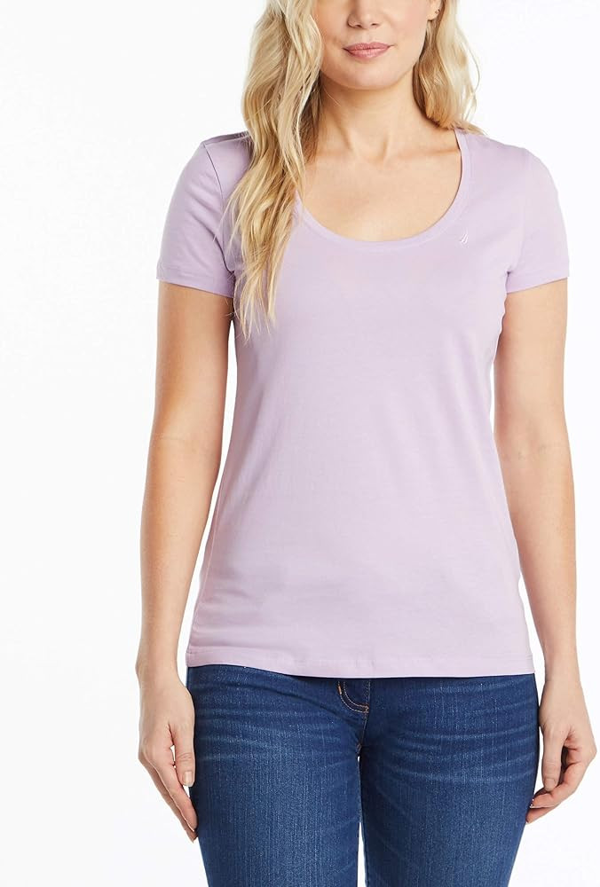 Nautica Women's Easy Comfort Scoop Neck Supersoft 100% Cotton Solid T-Shirt | Amazon (US)