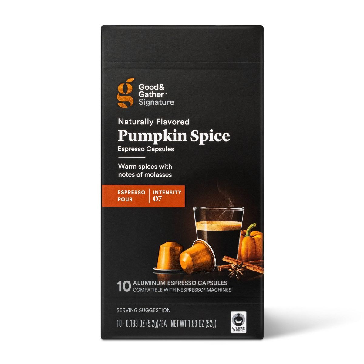 Signature Naturally Flavored Pumpkin Spice Espresso Pods Espresso Roast Coffee -  10ct - Good & G... | Target