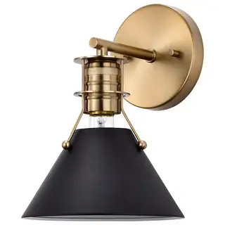 Outpost 1 Light Wall Sconce Matte Black with Burnished Brass | Bed Bath & Beyond
