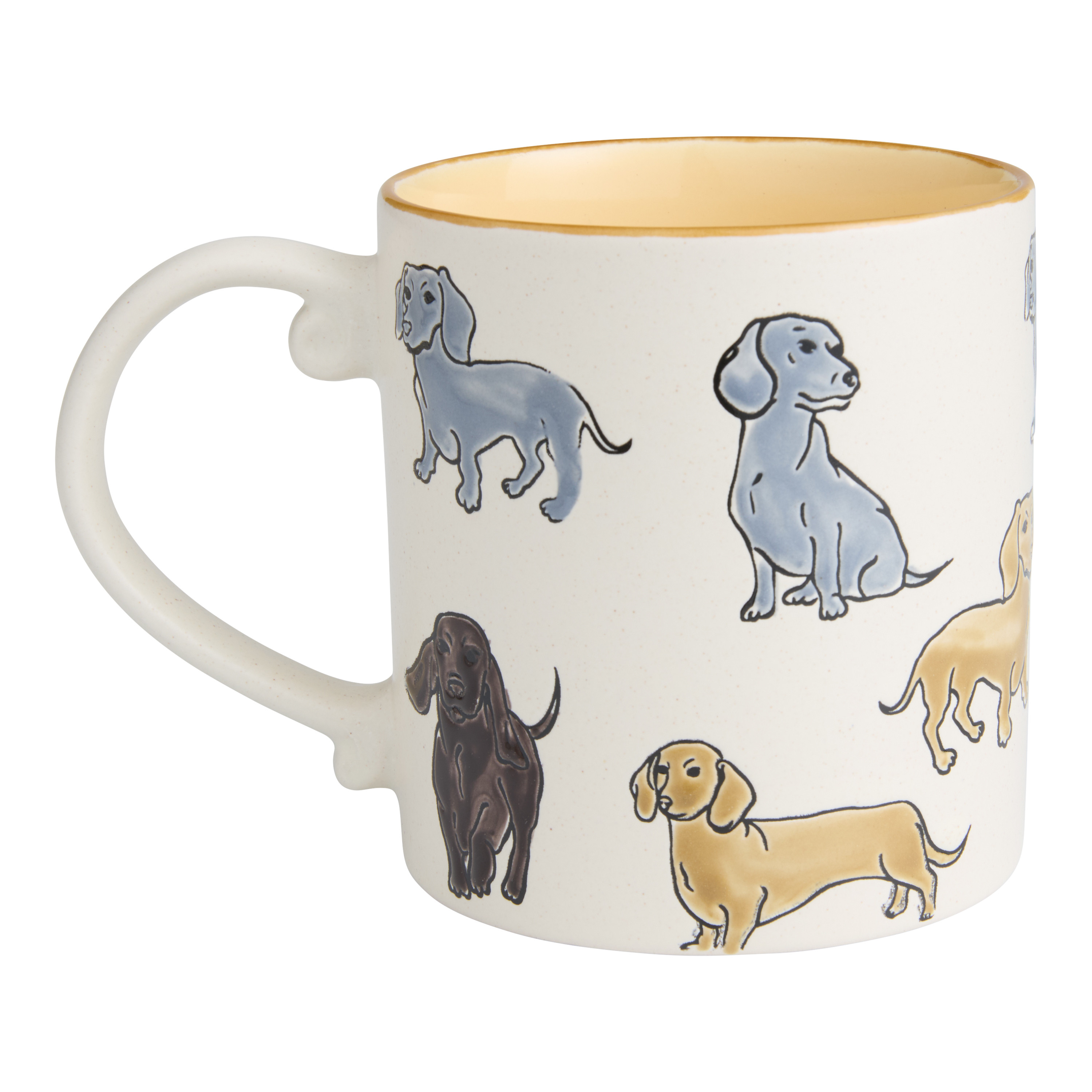 Cream and Yellow Dachshund Hand Painted Ceramic Mug | World Market