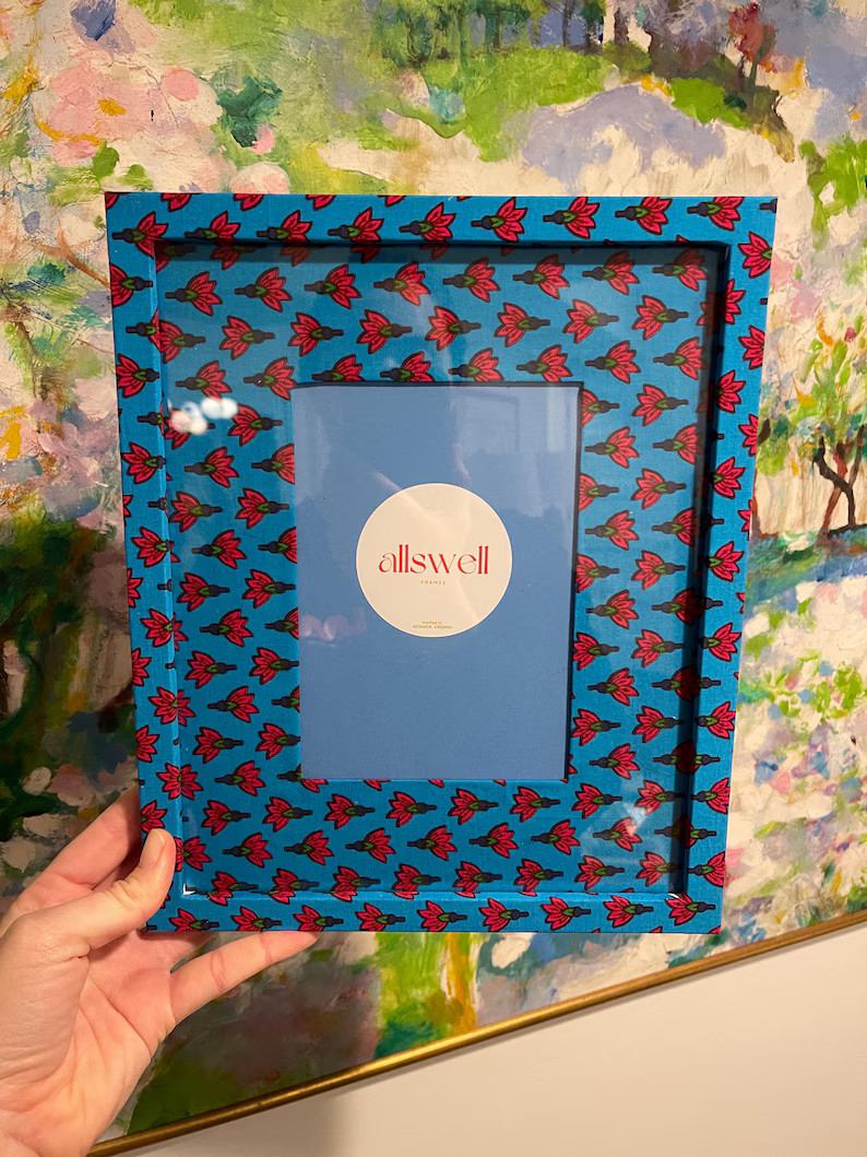 Made-to-order 10x12 matted to 5x7 Block Print Fabric-wrapped Picture Frame wall Hanging, Not Ease... | Etsy (US)