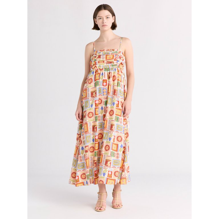 Free Assembly Women's Pleated Linen Blend Maxi Dress, Sizes XS-XXXL | Walmart (US)