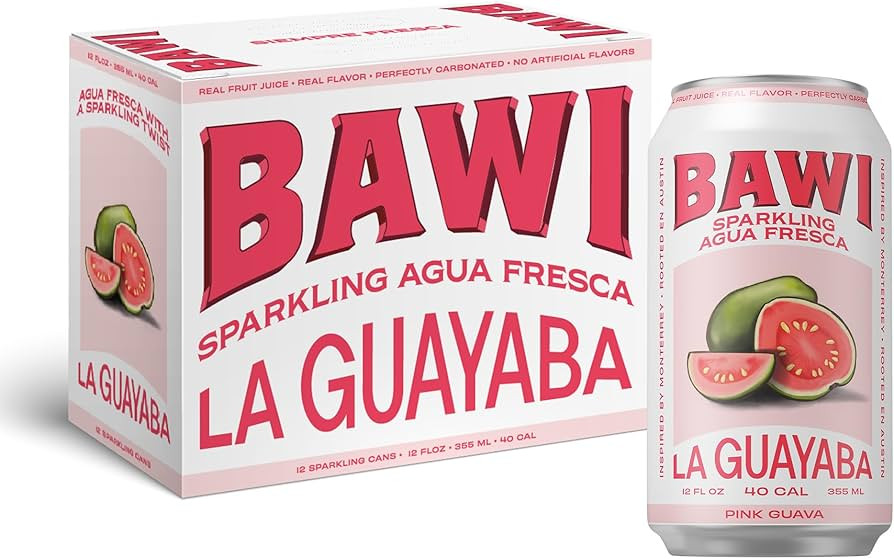 Bawi La Guayaba Sparkling Agua Fresca, Pink Guava with hints of Orange and Hibiscus, 12 Pack, 480... | Amazon (US)