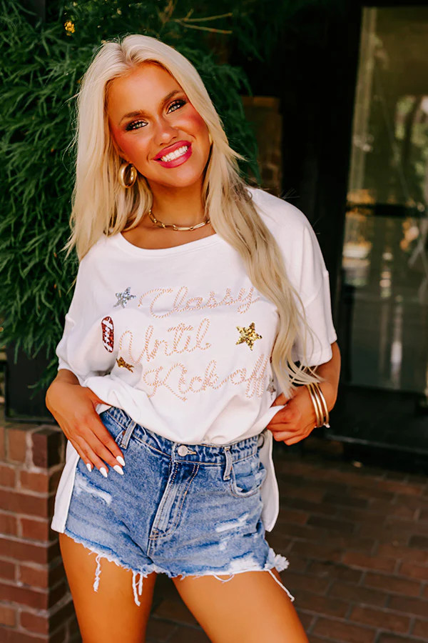 Classy Until Kick Off Tee in White | Impressions Online Boutique