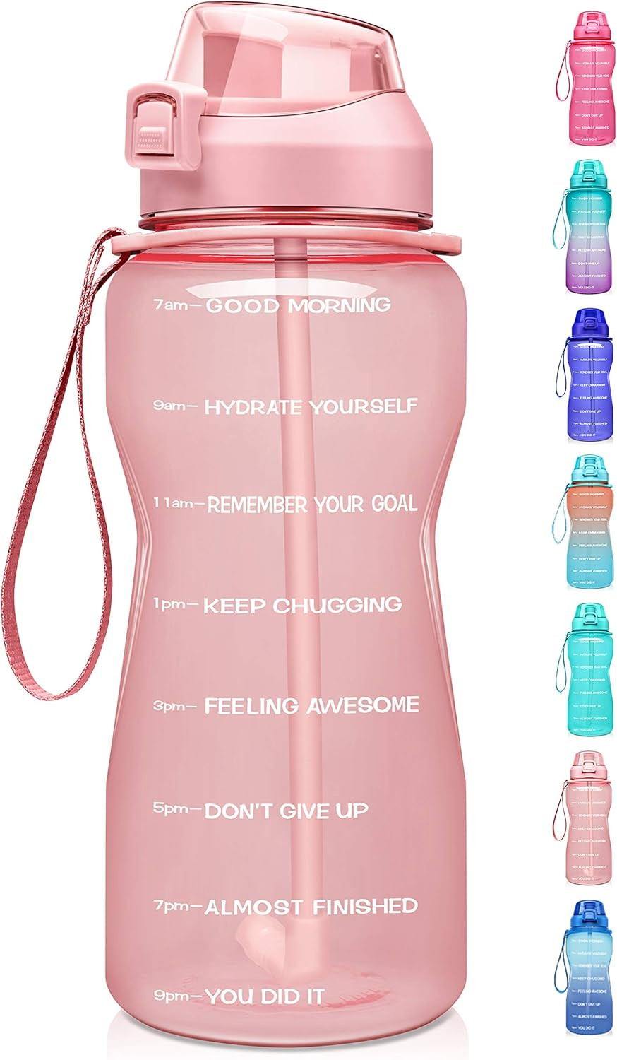 Fidus Large Half Gallon/64oz Motivational Water Bottle with Time Marker & Straw,Leakproof Tritan ... | Amazon (US)