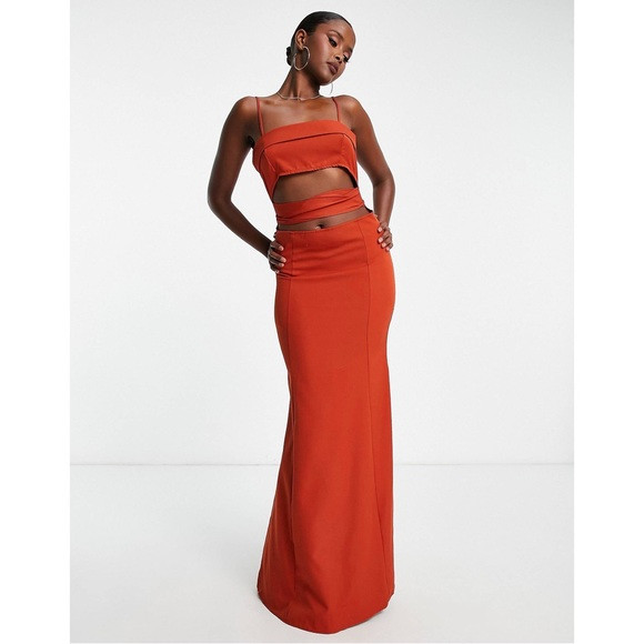 Trendyol maxi dress with tie waist cut out in red | Poshmark
