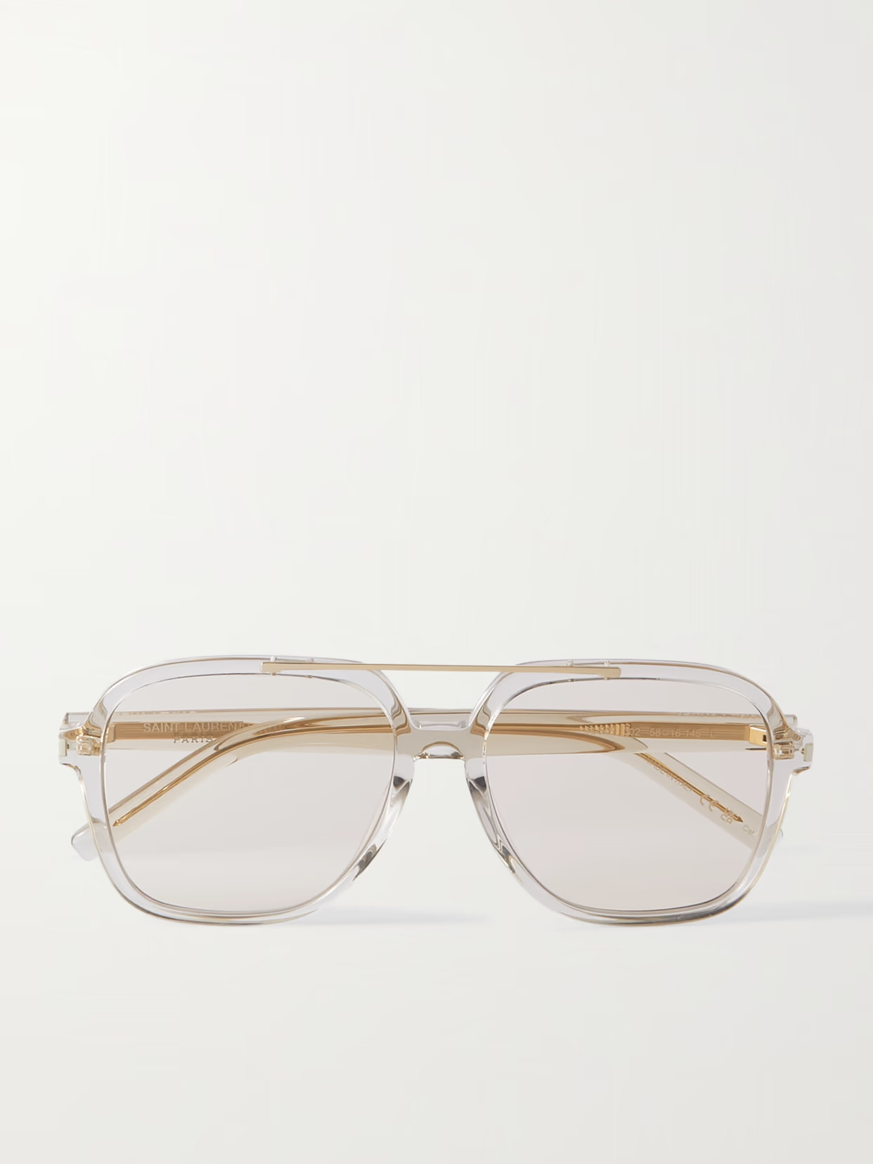 SAINT LAURENT EYEWEAR - Aviator-style Acetate Sunglasses - Neutrals | NET-A-PORTER (US)