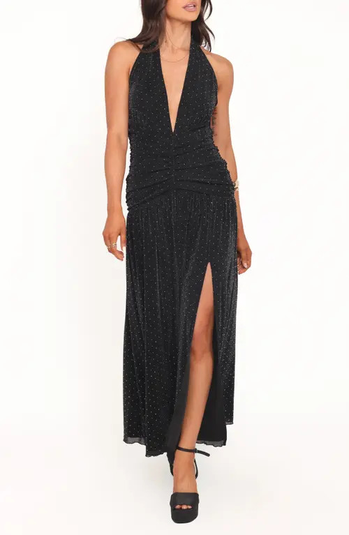 Petal & Pup Lucas Maxi Halter Dress in Black at Nordstrom, Size Large | Nordstrom