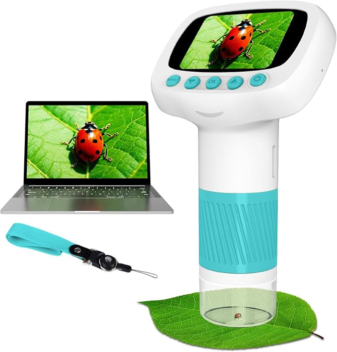 Pocket Kids Microscope for Over 3 Years Old, 1000X Handheld Microscope for Kids w/2''IPS Digital,... | Amazon (UK)