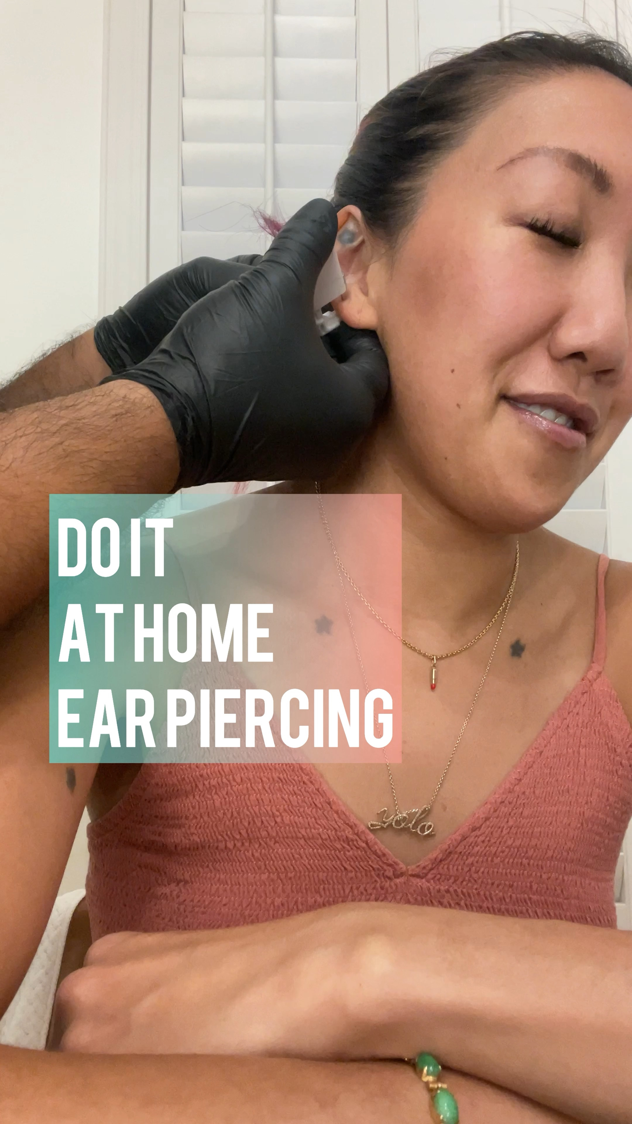 So we did a thing- I let my spouse pierce my ears with a DIY at home ear piercing kit. We got this kit with stud earrings that -SNAP- pierce right through your earlobe in one swift motion. We made sure to glove up to maintain safety and sanitation, and I followed up with piercing aftercare solution to keep it sanitary, while the new ear piercing is healing. 

Obviously we are not professionals and this comes with a doing this at home is assuming the risk, I’m not suggesting you do this at home. This is my firsthand personal account of how it went. I have linked the items I used  #LTKfamily #LTKbeauty

#LTKU