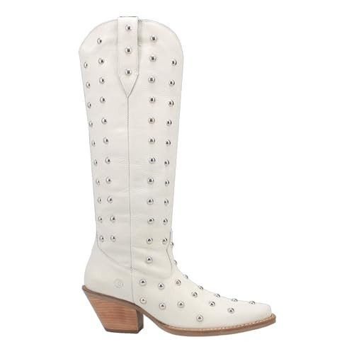 Dingo Womens Broadway Bunny Studded Snip Toe Casual Boots Knee High Mid Heel 2-3" - White - Size 9.5 M | Amazon (US)
