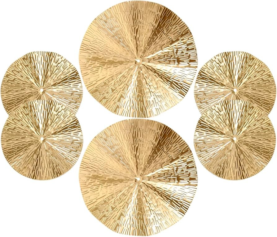 Operitacx 6pcs Gold Wall Decor -Metal Wall Decor Aesthetic, Modern Accent Large Sunburst Hanging ... | Amazon (US)