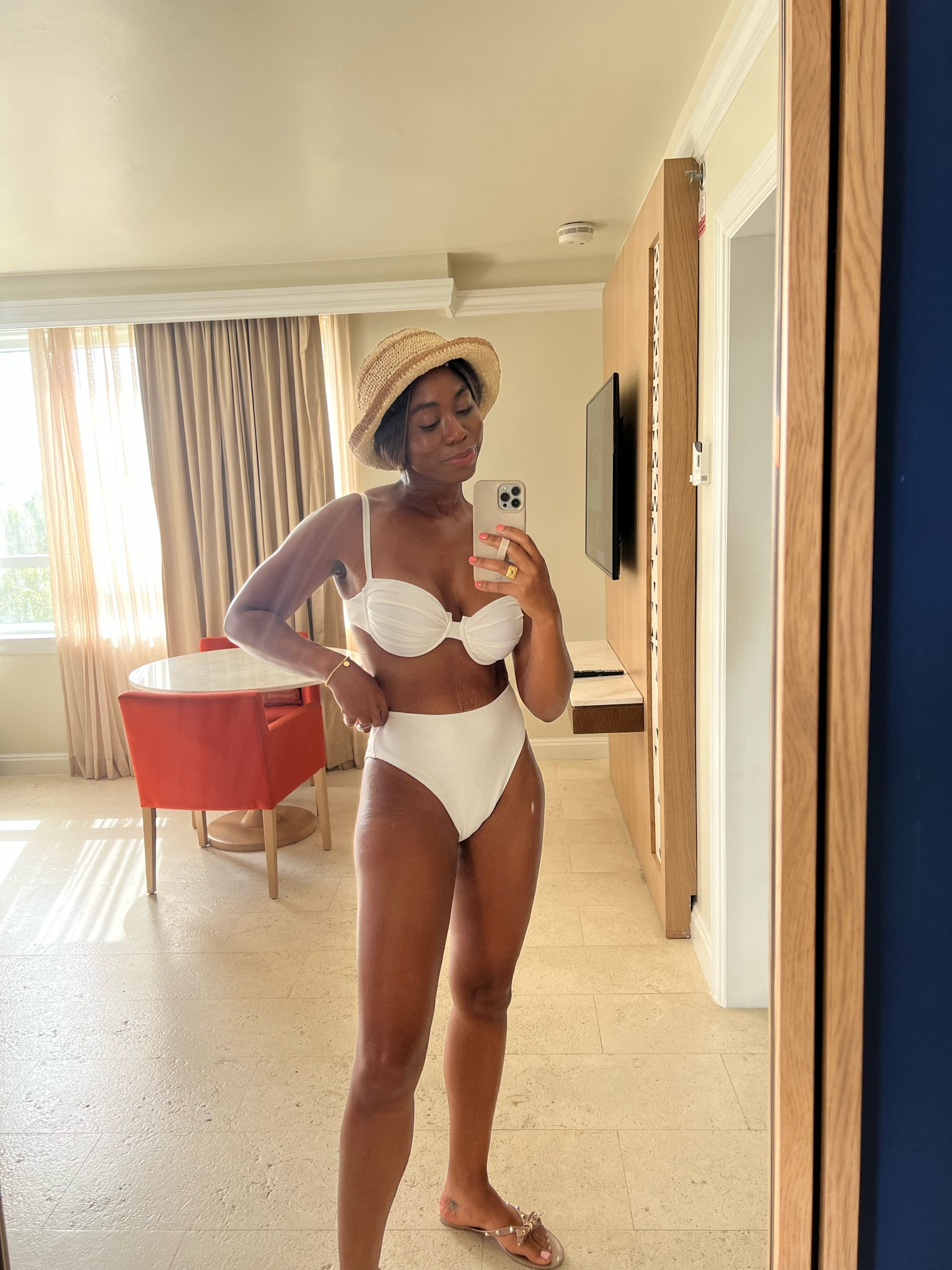 White swimsuit! It’s not a set but I did link the actual matching bottom. Your girl needs a high waist and the bottom that goes with this is low. Love the underwire on the top! Overall 10/10 

#LTKFind #LTKswim #LTKunder100