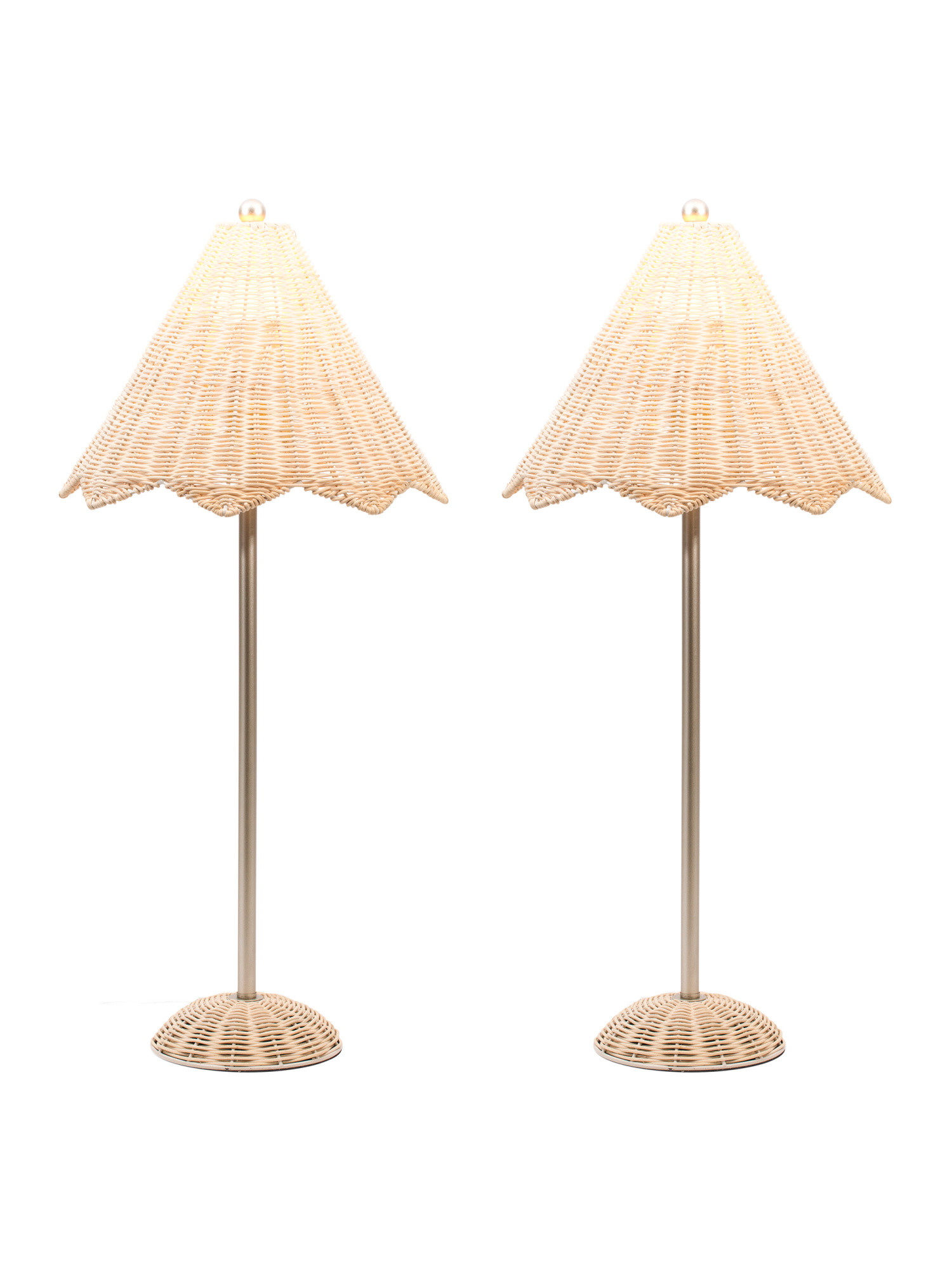 Set Of 2 Scalloped Rattan Table Lamps | Coastal | Marshalls | Marshalls
