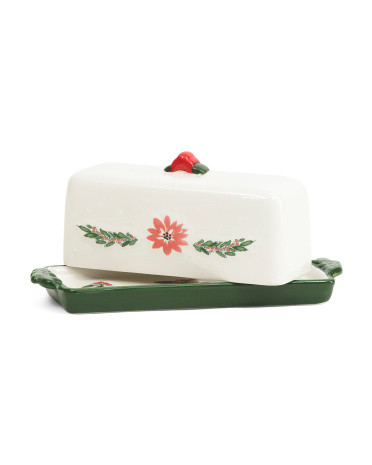Poinsettia Butter Dish | TJ Maxx