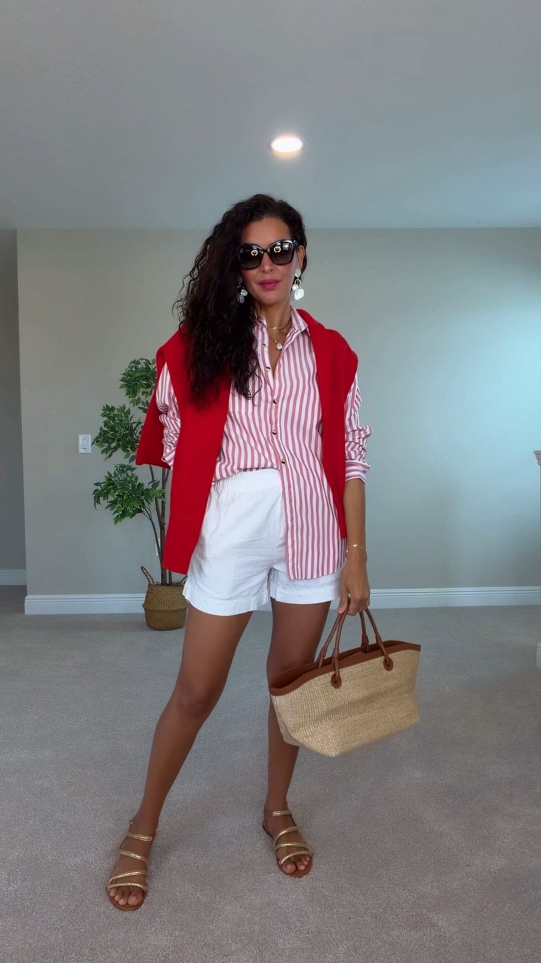 Im 5’7” 130 pounds. Size s in shirt, is oversized. S in shorts, m in sweater. 
Sunnies are very affordable from @SOJOS VISION @Tuckernuck

#LTKootd #LTKSeasonal #LTKSaleAlert