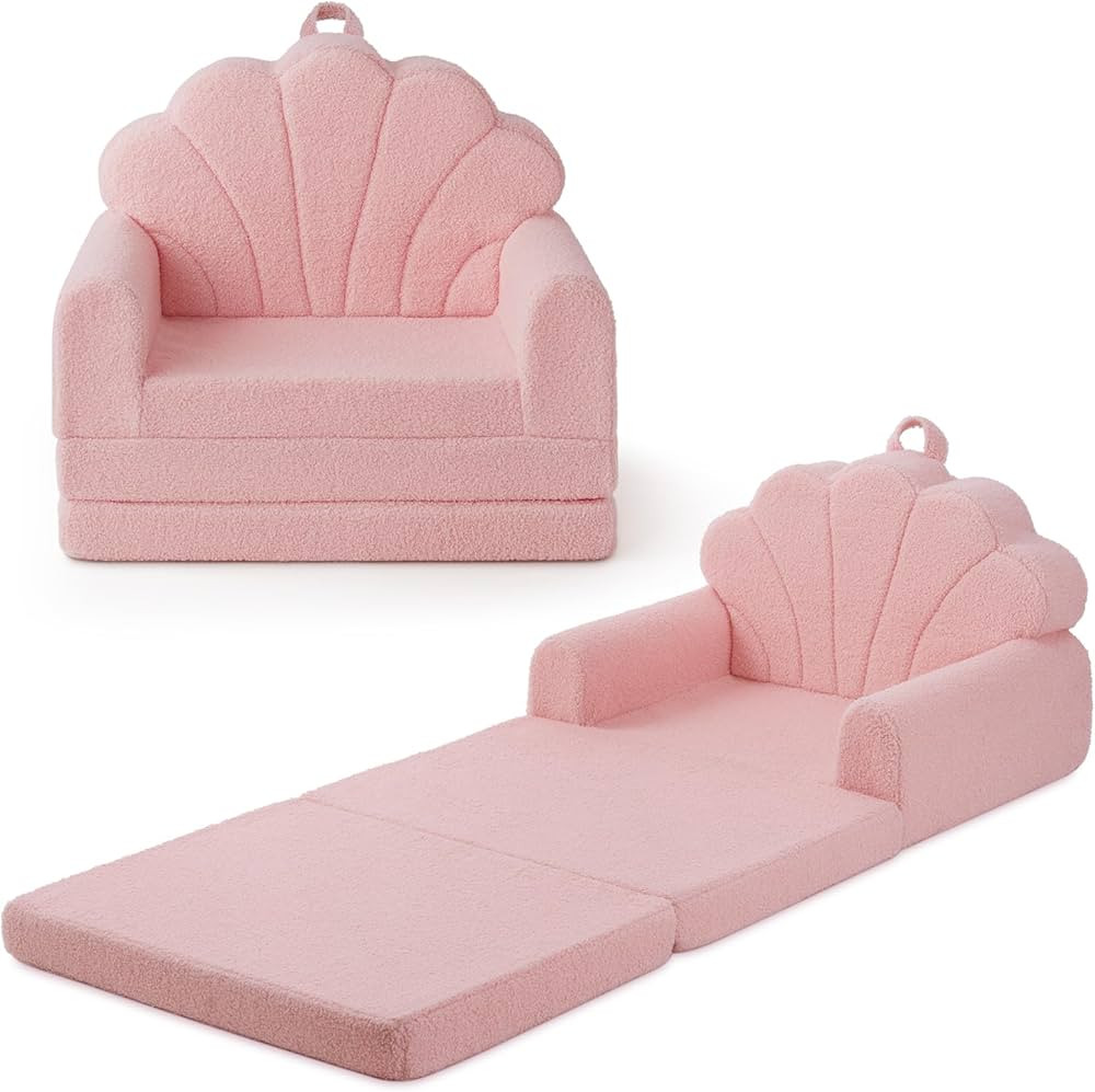 Blissful Diary Kids Couch, 2-in-1 Soft Toddler Couch Fold Out, Toddler Chair Comfy, Convertible S... | Amazon (US)