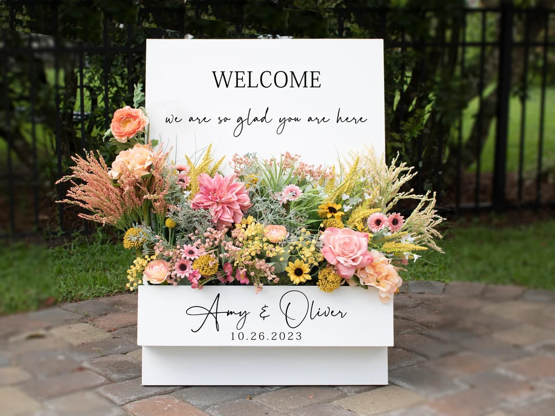 Custom Flower Box Welcome Sign for Events, Wedding Welcome Sign With Flower Box, Unique Personali... | Etsy (US)