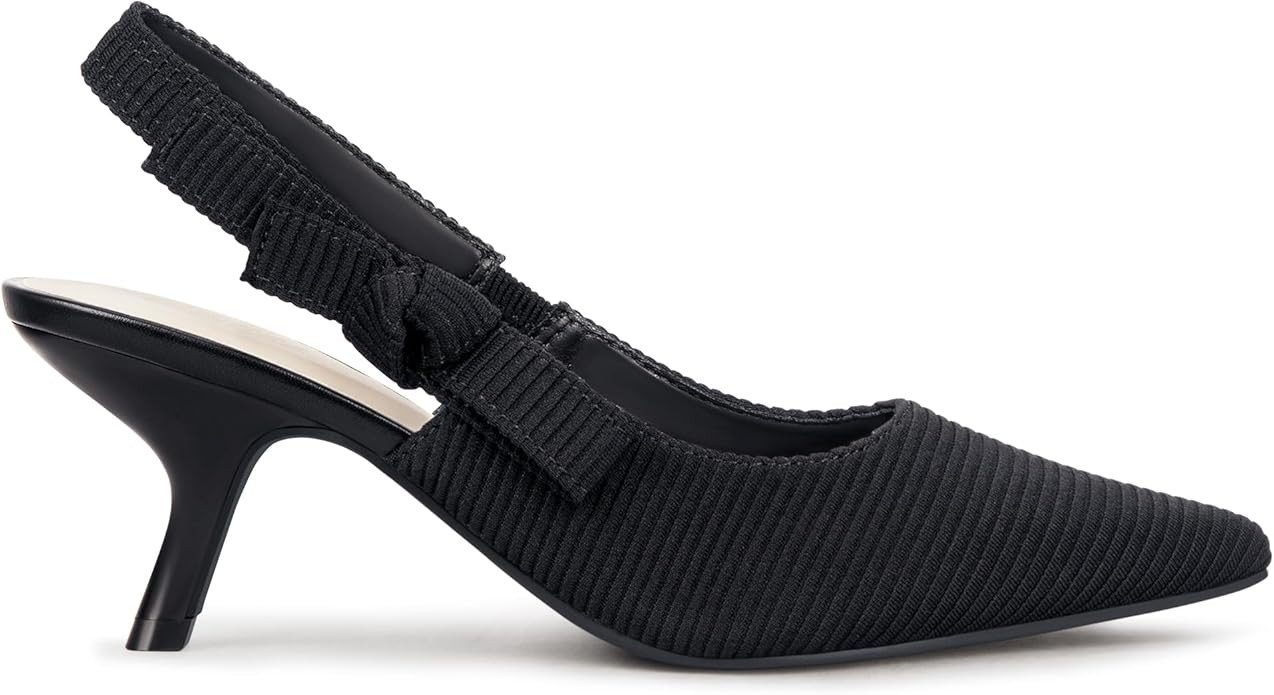Womens Slingback Kitten Heels Closed Pointed Toe Bowknot Work Pumps Dress Shoes | Amazon (US)