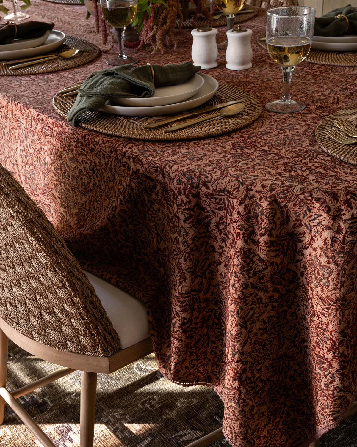 Anarkali Block Print Floral Tablecloth | McGee & Co. (US)