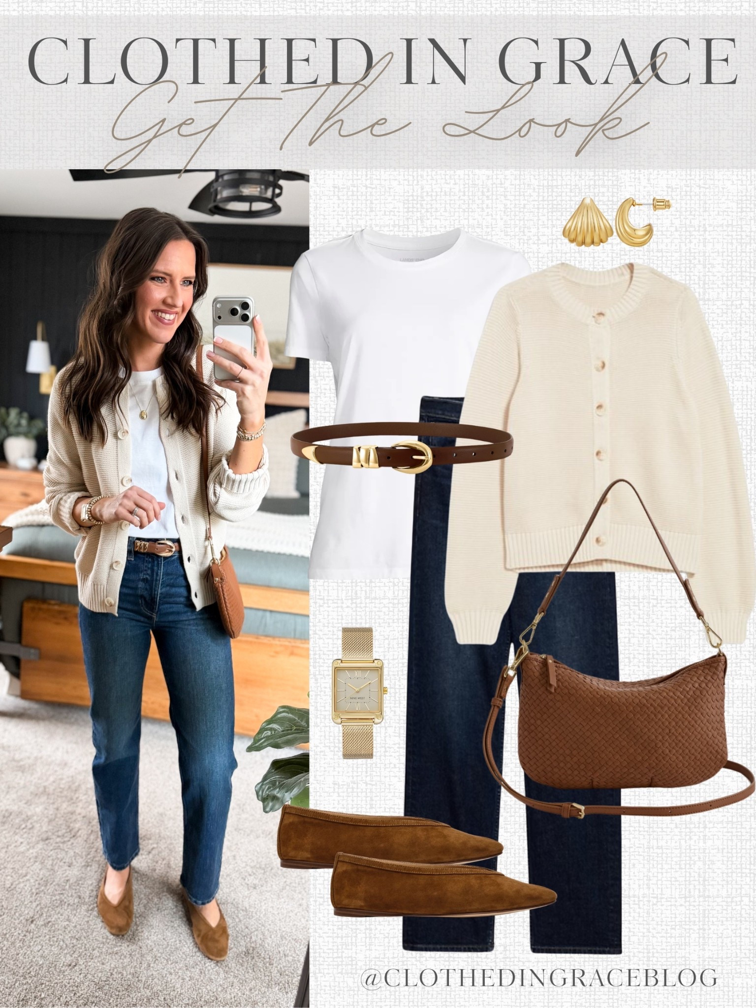 Spring Capsule Styling 

Tee - small
Cardigan - small tall
Jeans - size 26 regular 