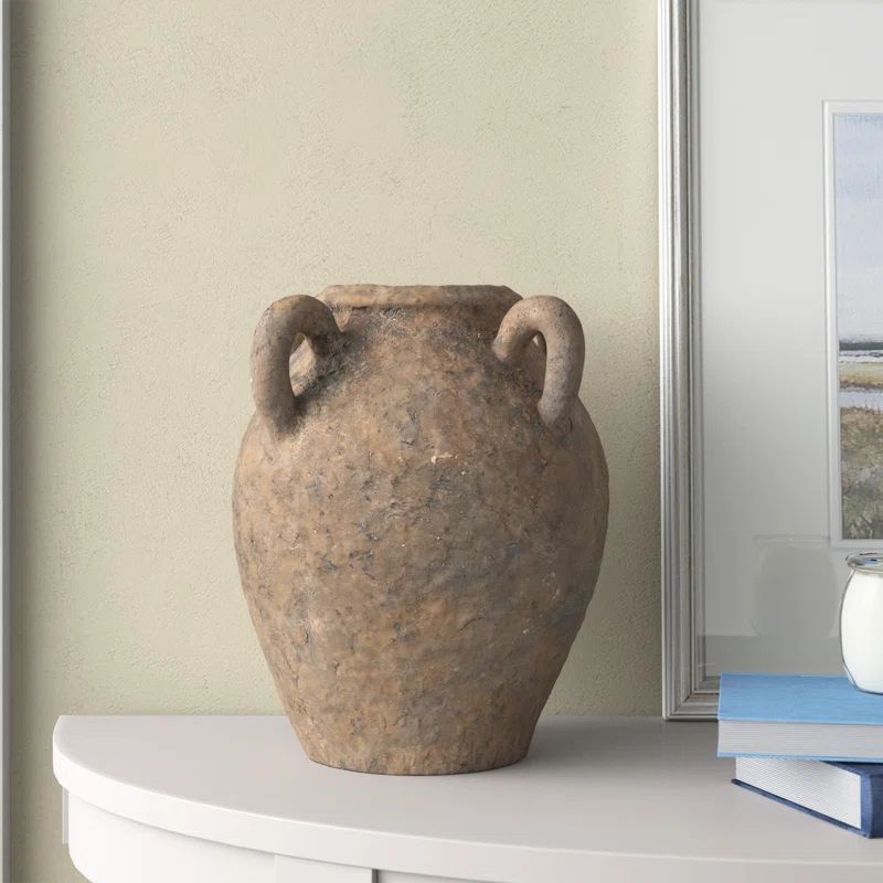 Ceramic Handmade Textured Decorative Vase with Four Handles | Wayfair North America