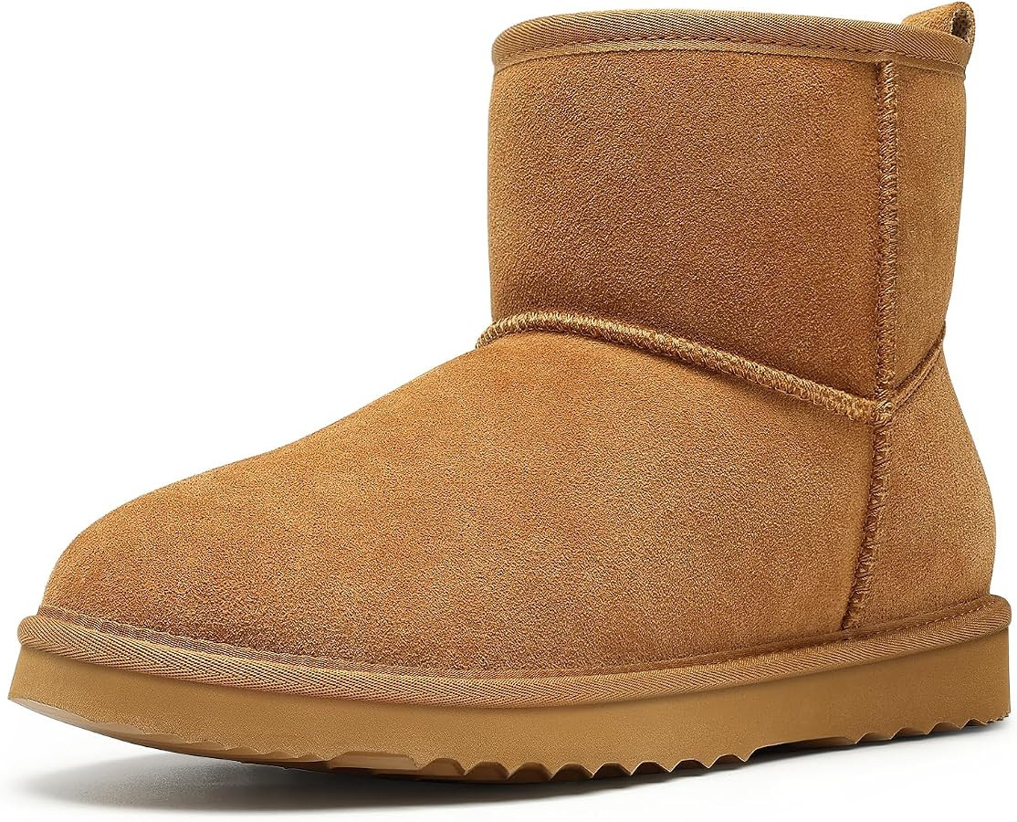 Litfun Suede Mini Boots for Women Winter Warm Fuzzy Boots Comfort Snow Boots with Fur Lined | Amazon (US)