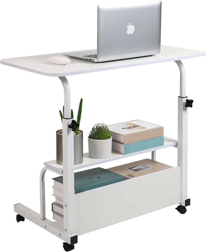 Adjustable Height Mobile Computer Desk for Small Space Rolling Writing with Wheels Corner Home Of... | Amazon (US)