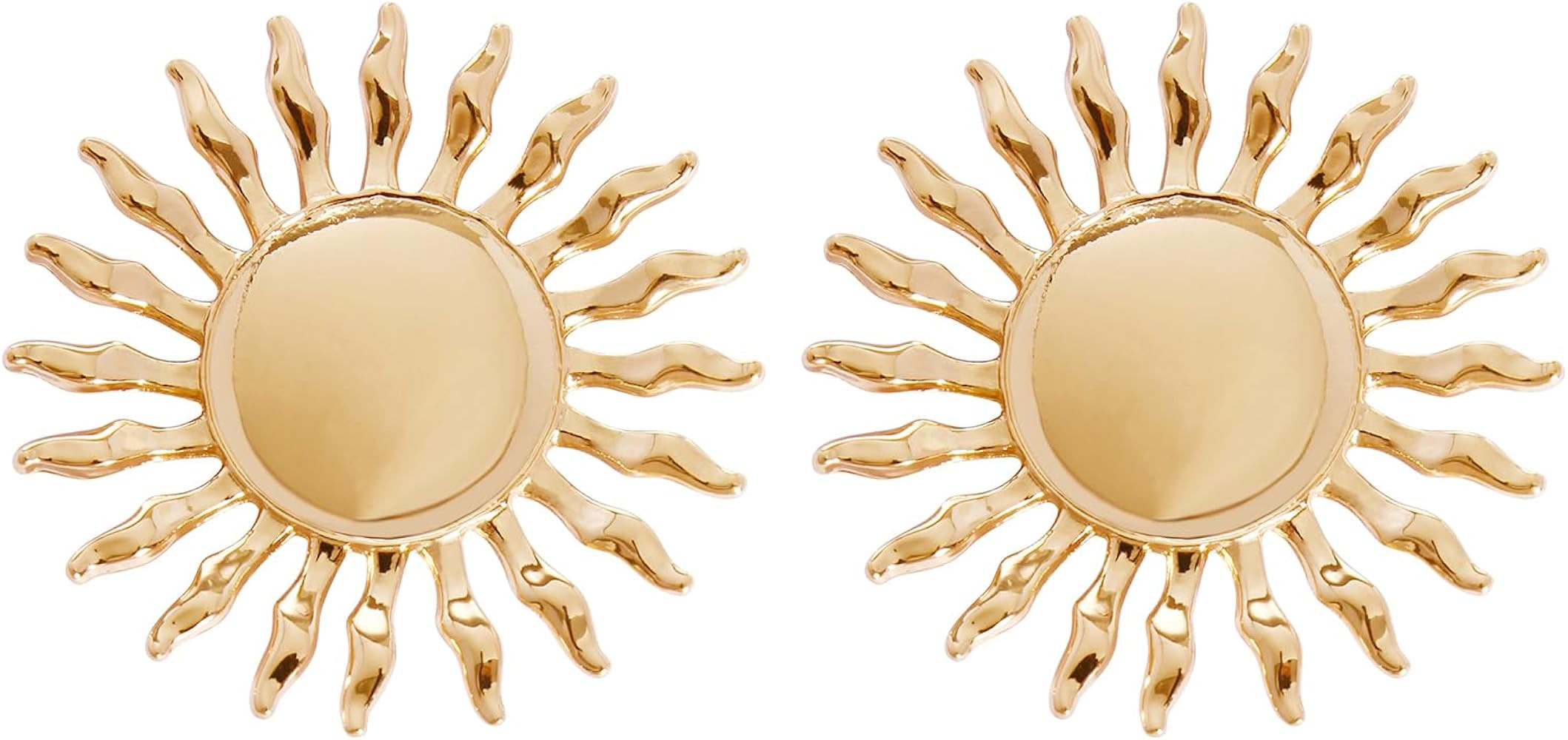 Firstmeet Metal Sun God Earrings Chunky Alloy Dangle Hoop Earrings Jewelry for Women | Amazon (US)