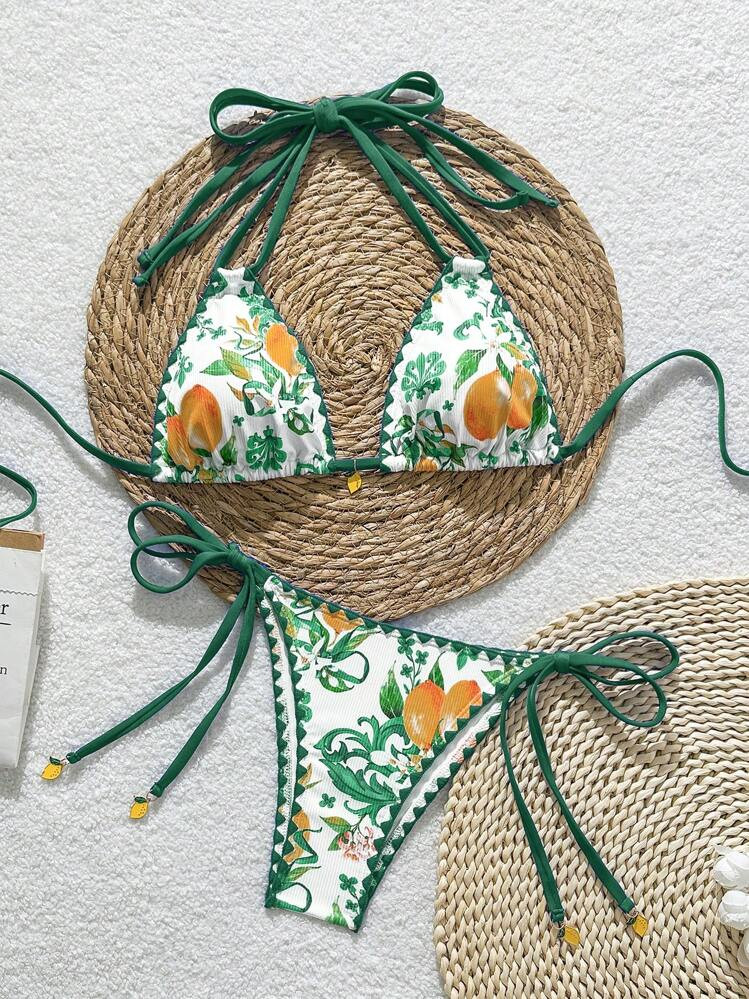 Swim Vcay Summer New Arrival Fruit Print Scalloped Trim Cute Women Bikini Swimsuit | SHEIN