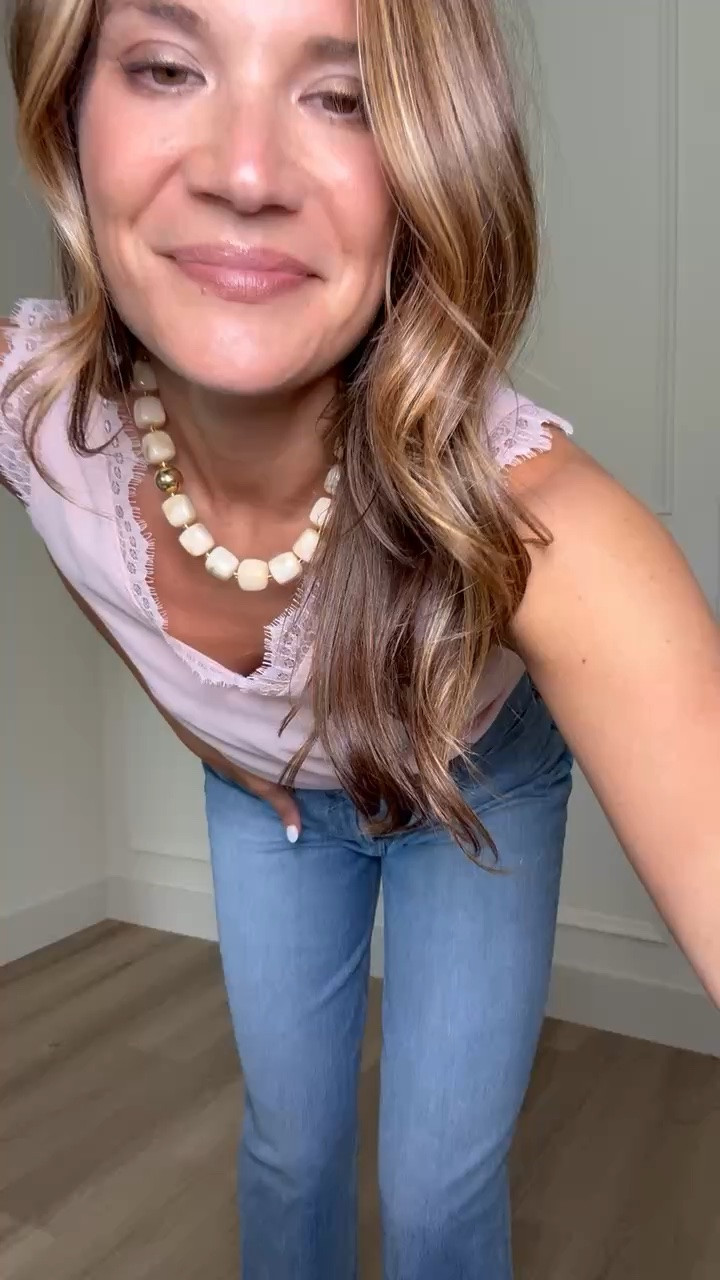 This is such a simple elevated everyday look that really leans into soft feminine basics. The blush lace trim tank adds a delicate detail that makes the outfit feel more styled, while the relaxed denim keeps it casual and easy for everyday wear. It’s the perfect combo for warm days when you want something lightweight but still put together.

pink lace trim tank, blush sleeveless top, light wash relaxed jeans, casual feminine outfit, effortless summer style, elevated basics outfit, everyday mom style, easy chic look, spring summer wardrobe, simple denim outfit, StangandCo

#LTKWorkwear #LTKTall #LTKSeasonal