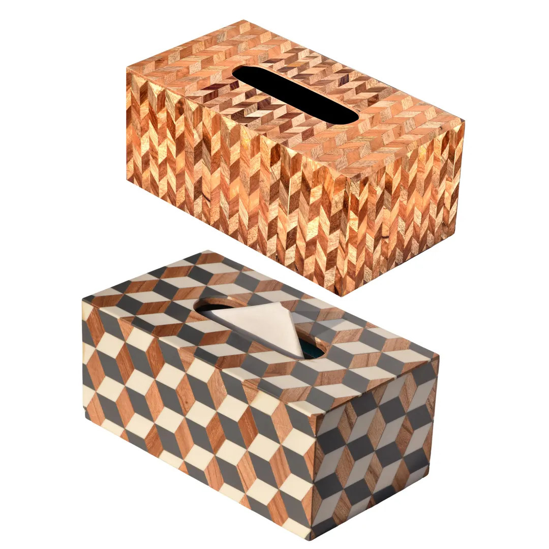 Premium Resin Tissue Box Holder With Kiker and Mango Wood - Etsy | Etsy (US)