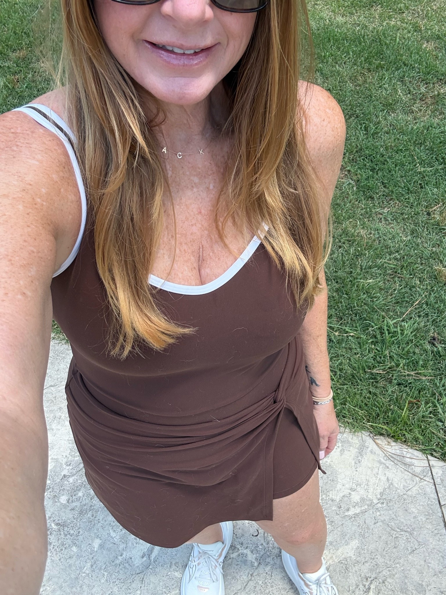 Abercrombie active mini dress w/ built-in shorts🤎 under $33 @abercrombie 
* Lightweight & Buttery Soft
* Bathroom Friendly
* Adjustable Strap/ Sweetheart Neckline
Only a couple sizes left in the brown. I’m wearing a medium. . Also, a couple sizes in green. 
Great for low impact activity & walking!

#LTKxAbercrombie #LTKActive #LTKSaleAlert