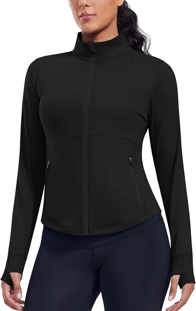 PINSPARK Women's Cropped Workout Jacket Lightweight Full Zip Running Jacket Comfy Slim Fit Athlet... | Amazon (US)